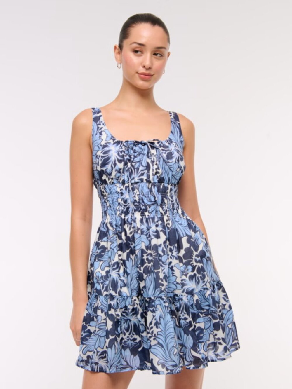 Abercrombie & Fitch Smocked Tie-Front Mini Dress